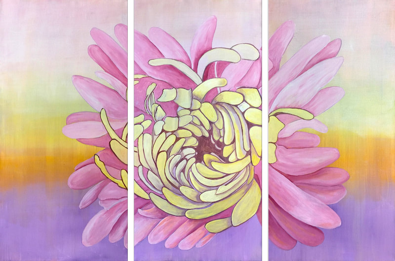 judith burns, acrylics, acrylic painting, flower