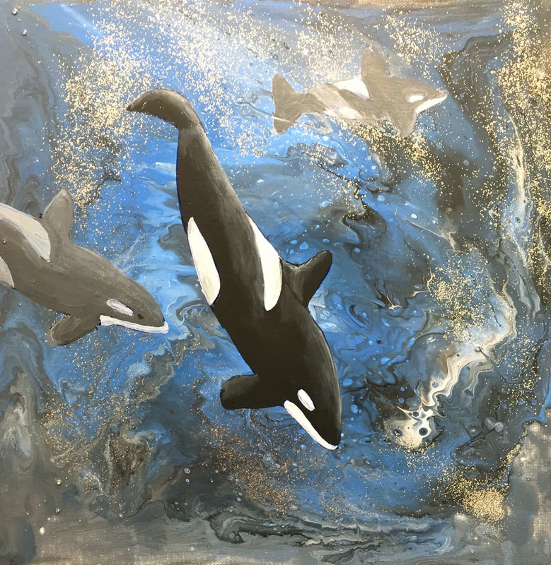 judith burns, acrylics, acrylic painting, orca