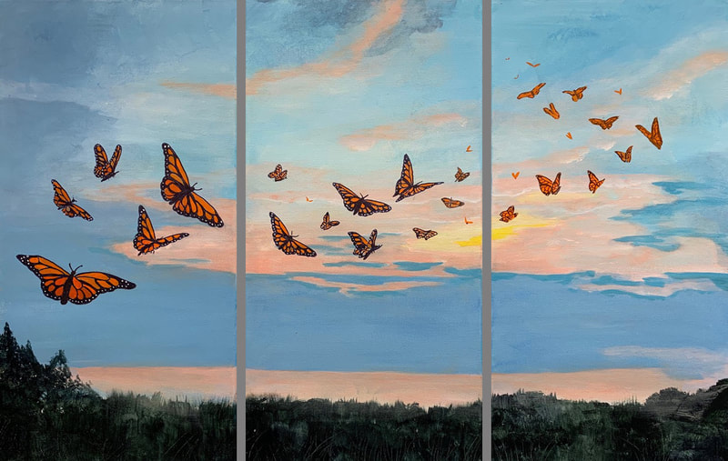 judith burns, acrylics, acrylic painting, butterflies
