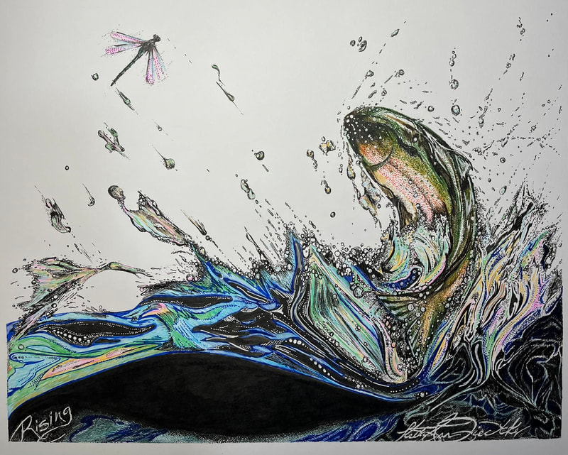 kelly liedtke, pointillism, colored pencil, ink, paintings