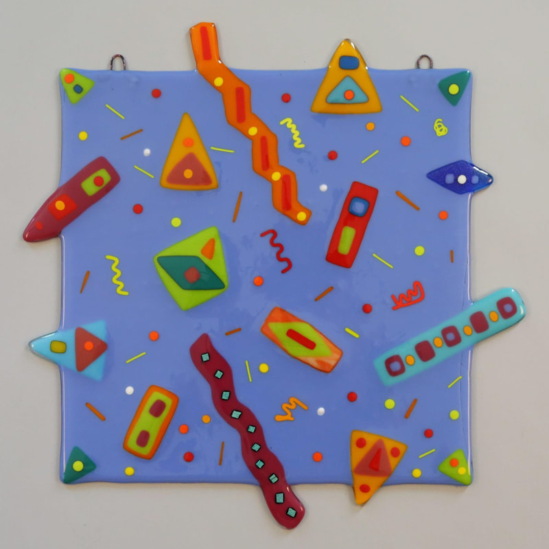 katherine-newton, fused glass, whimsical art, fused glass wall art, abstract designs