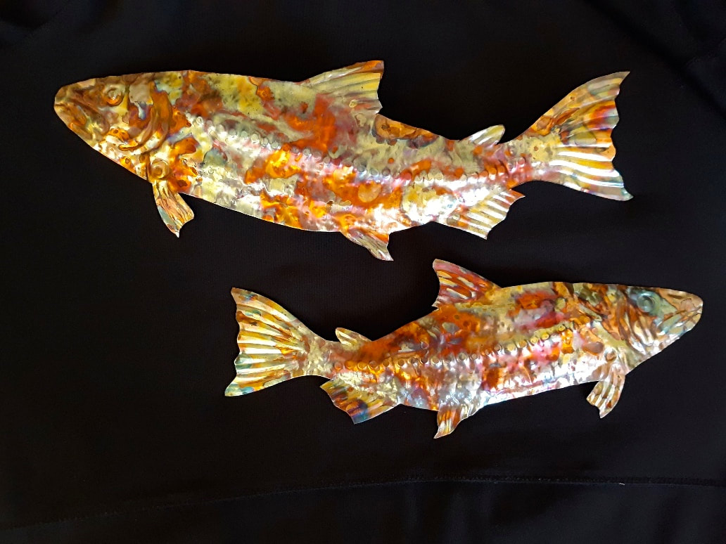 Doug Thompson, Driftwood and Copper Wall Sculpture, Driftwood Fish, Copper Fish